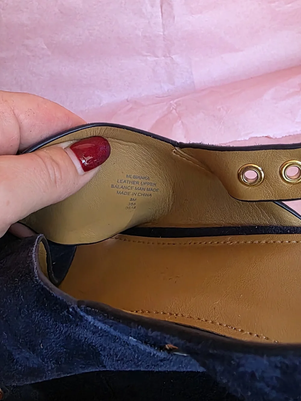 Marc Fisher Navy Suede Platform Wedge Sandals with Copper Studs